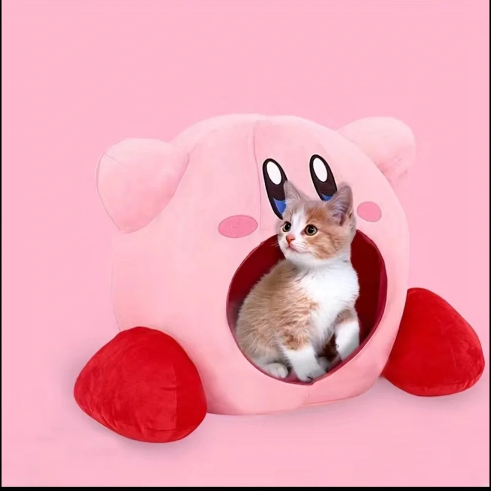 Kirby plush pet bed with detachable pillow